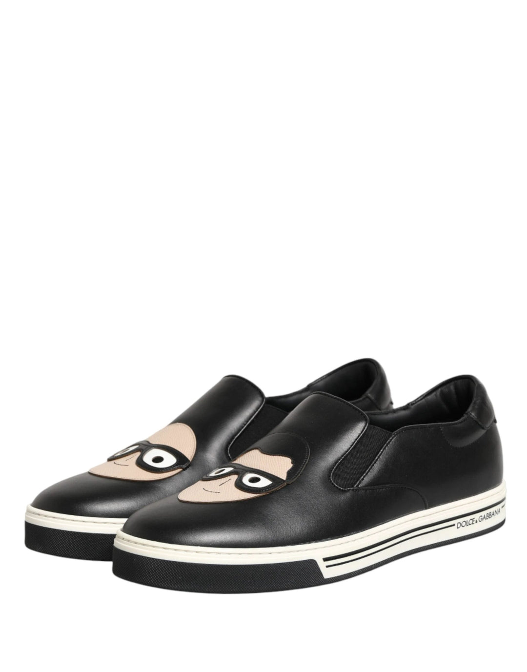 Dolce &amp; Gabbana Sample Sale Dolce &amp; Gabbana Black Leather Signature Figures Sneakers Shoes - | Designer outlet