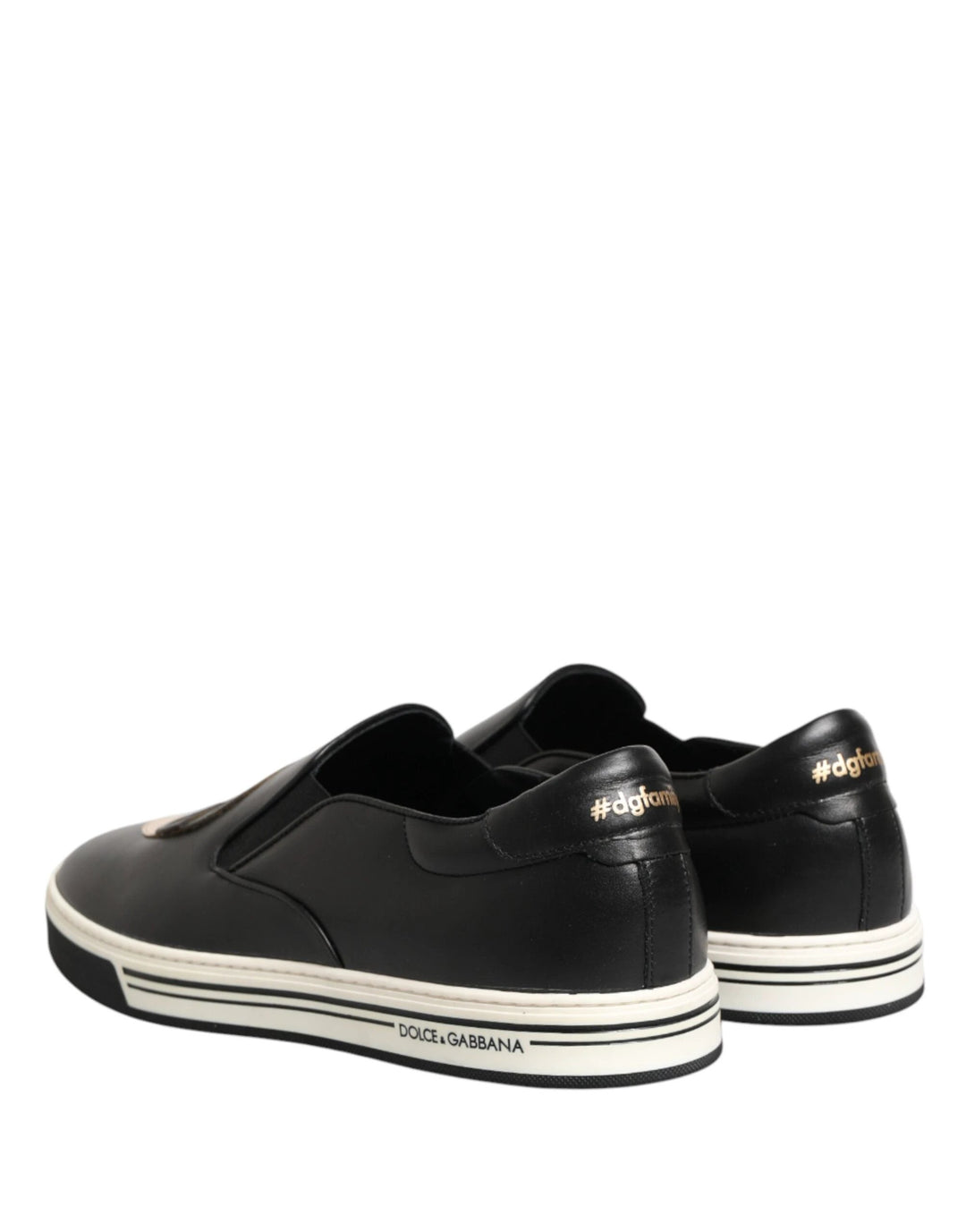 Dolce &amp; Gabbana Sample Sale Dolce &amp; Gabbana Black Leather Signature Figures Sneakers Shoes - | Designer outlet