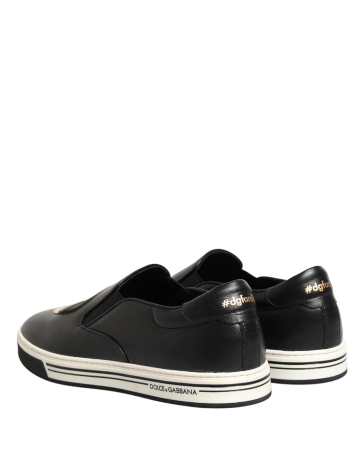 Dolce &amp; Gabbana Sample Sale Dolce &amp; Gabbana Black Leather Signature Figures Sneakers Shoes - | Designer outlet