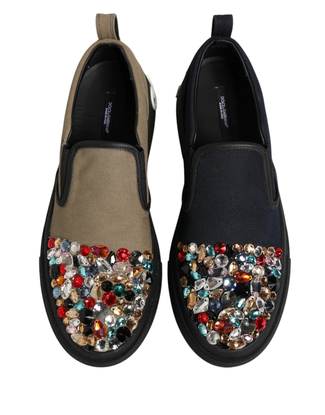 Dolce &amp; Gabbana Sample Sale Dolce &amp; Gabbana Blue Canvas Embellished Slip On Men Sneakers Shoes - | Designer outlet