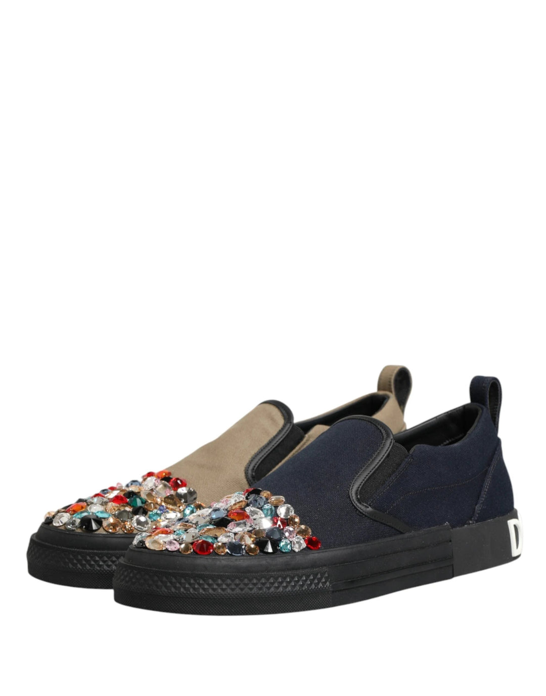 Dolce &amp; Gabbana Sample Sale Dolce &amp; Gabbana Blue Canvas Embellished Slip On Men Sneakers Shoes - | Designer outlet