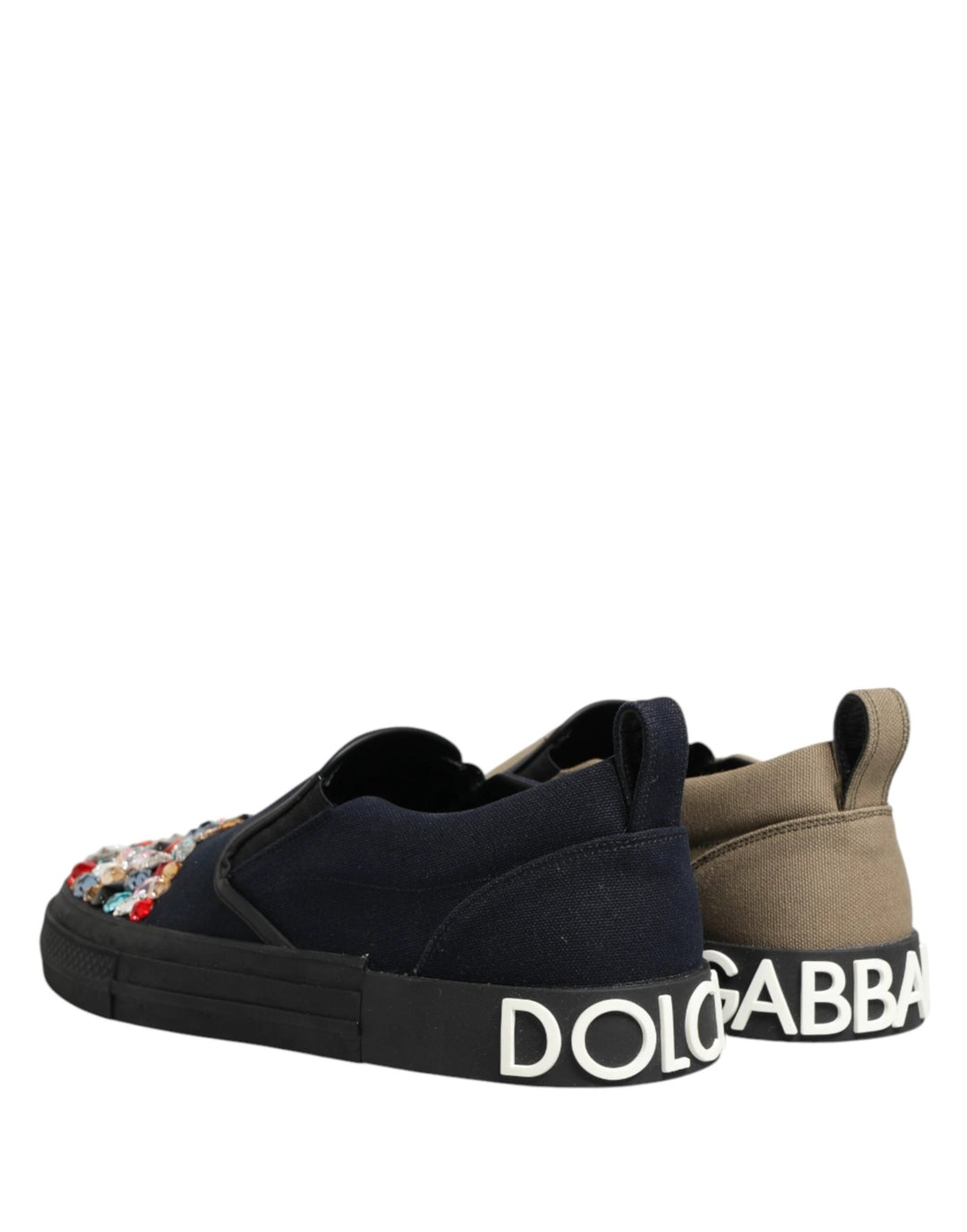 Dolce &amp; Gabbana Sample Sale Dolce &amp; Gabbana Blue Canvas Embellished Slip On Men Sneakers Shoes - | Designer outlet