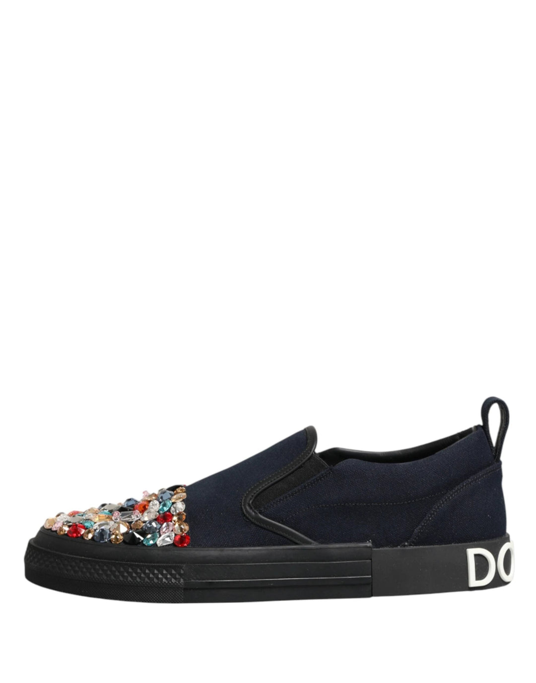 Dolce &amp; Gabbana Sample Sale Dolce &amp; Gabbana Blue Canvas Embellished Slip On Men Sneakers Shoes - | Designer outlet