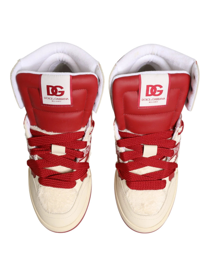 Dolce &amp; Gabbana Sample Sale Dolce &amp; Gabbana White Red Custom 2.Zero High Top Men Sneakers Shoes - | Designer outlet
