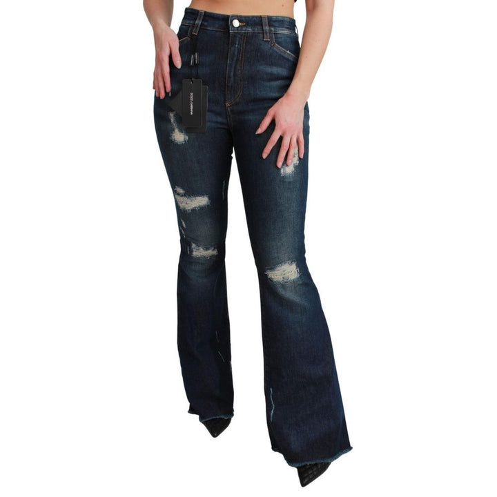 Dolce & Gabbana Blue Cotton Flared Jeans by Dolce & Gabbana outlet now on sale