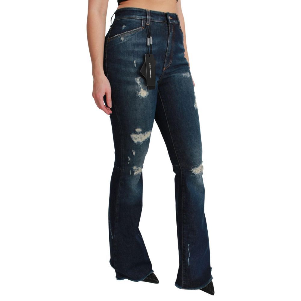 Dolce & Gabbana Blue Cotton Flared Jeans by Dolce & Gabbana outlet now on sale