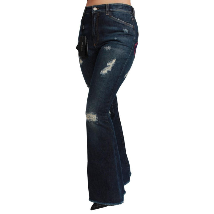 Dolce & Gabbana Blue Cotton Flared Jeans by Dolce & Gabbana outlet now on sale