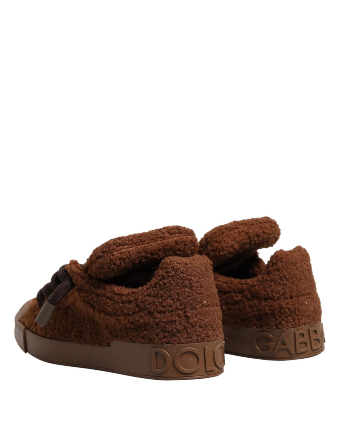 Dolce &amp; Gabbana Sample Sale Dolce &amp; Gabbana Brown Faux Shearling Low Top Sneakers Shoes - | Designer outlet