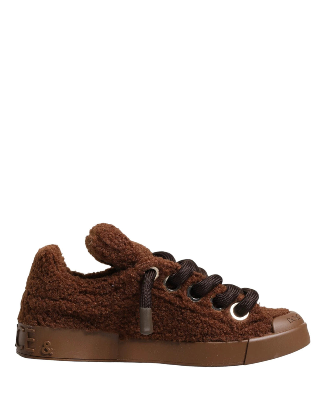 Dolce &amp; Gabbana Sample Sale Dolce &amp; Gabbana Brown Faux Shearling Low Top Sneakers Shoes - | Designer outlet