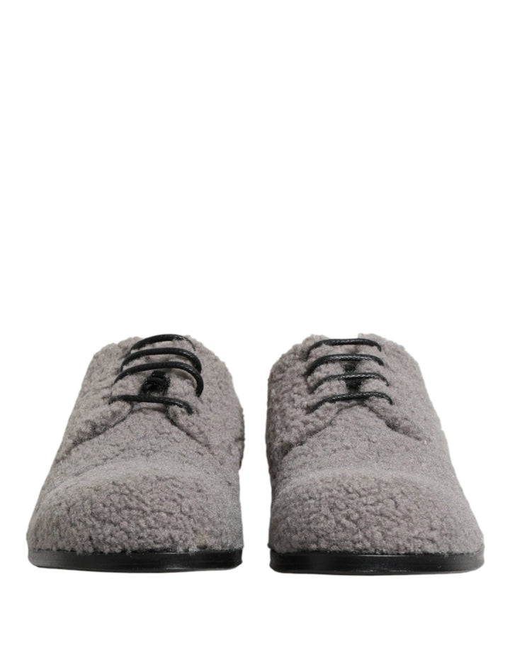 Dolce &amp; Gabbana Sample Sale Dolce &amp; Gabbana Gray Fleece Lace Up Men Derby Dress Shoes - | Designer outlet
