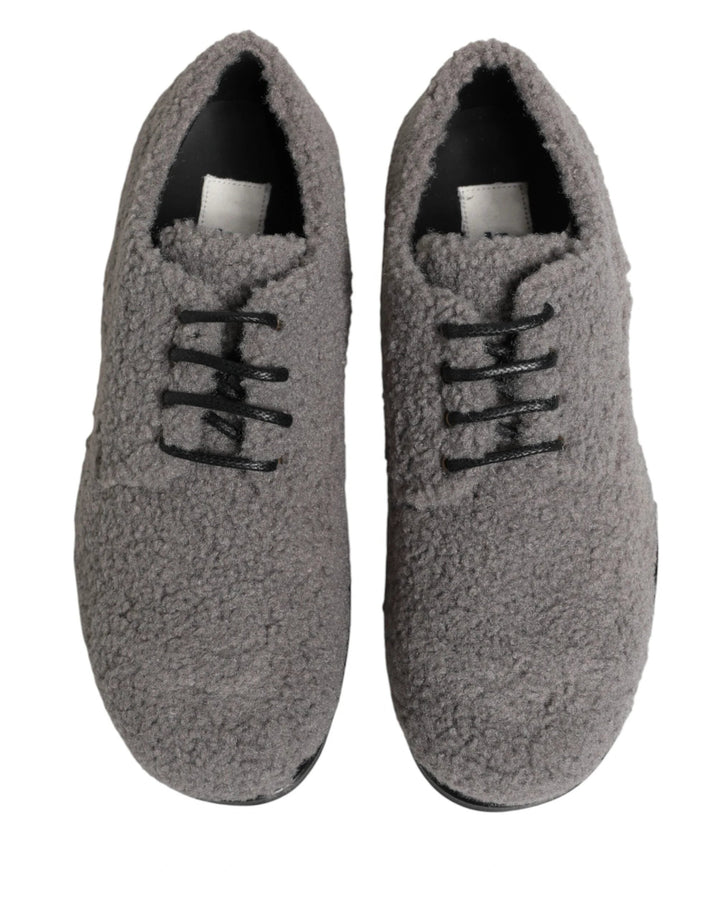 Dolce &amp; Gabbana Sample Sale Dolce &amp; Gabbana Gray Fleece Lace Up Men Derby Dress Shoes - | Designer outlet
