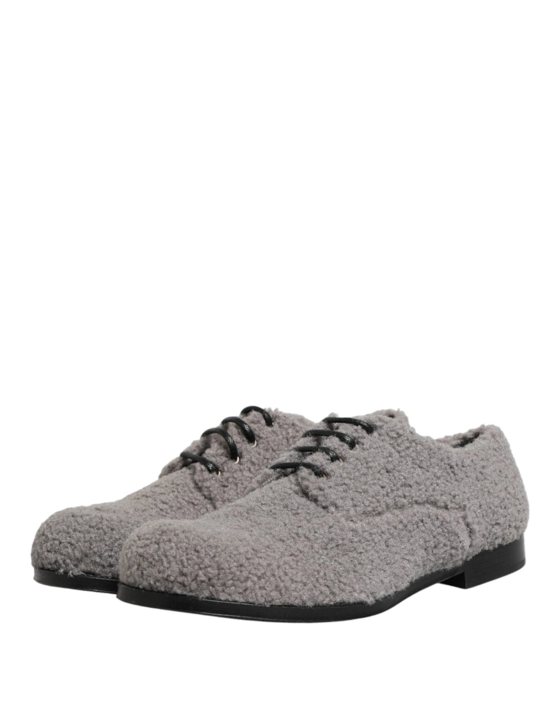 Dolce &amp; Gabbana Sample Sale Dolce &amp; Gabbana Gray Fleece Lace Up Men Derby Dress Shoes - | Designer outlet