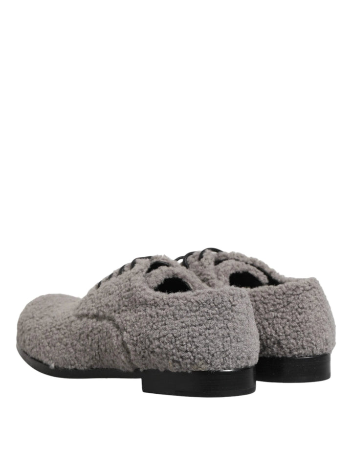 Dolce &amp; Gabbana Sample Sale Dolce &amp; Gabbana Gray Fleece Lace Up Men Derby Dress Shoes - | Designer outlet