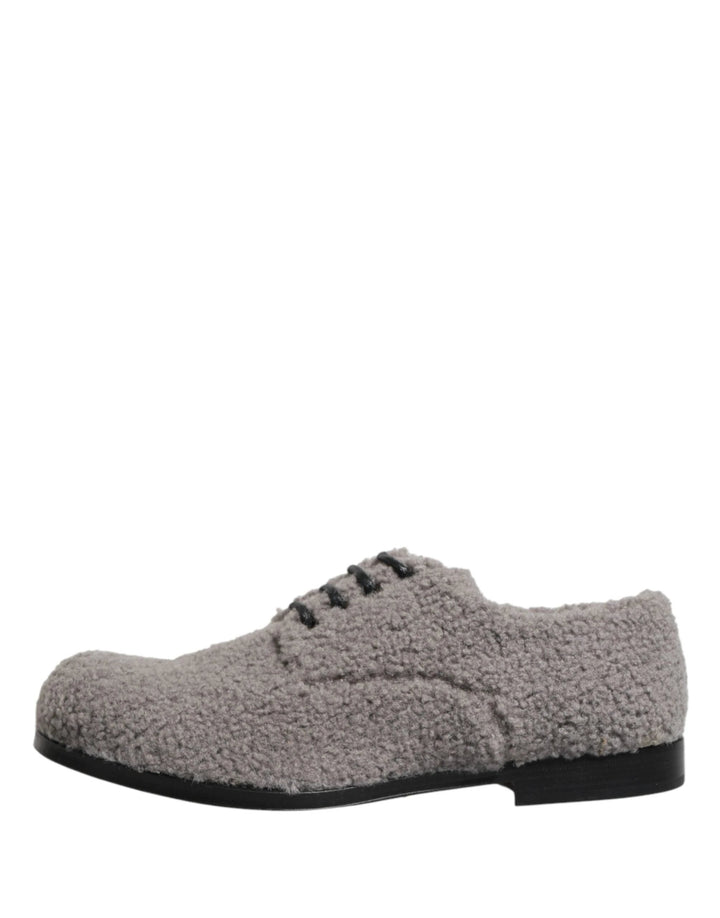 Dolce &amp; Gabbana Sample Sale Dolce &amp; Gabbana Gray Fleece Lace Up Men Derby Dress Shoes - | Designer outlet