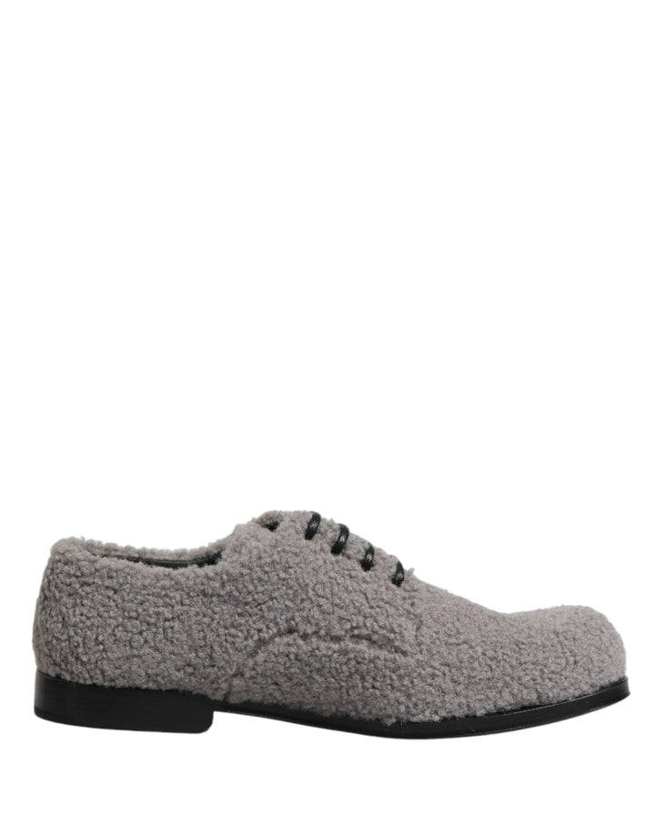 Dolce &amp; Gabbana Sample Sale Dolce &amp; Gabbana Gray Fleece Lace Up Men Derby Dress Shoes - | Designer outlet