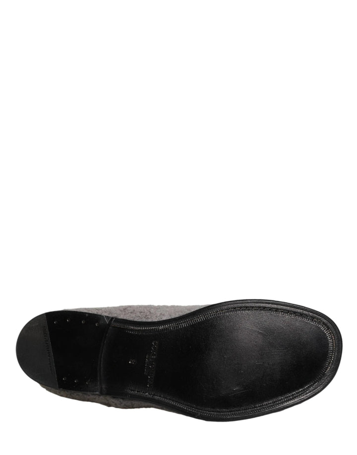 Dolce &amp; Gabbana Sample Sale Dolce &amp; Gabbana Gray Fleece Lace Up Men Derby Dress Shoes - | Designer outlet