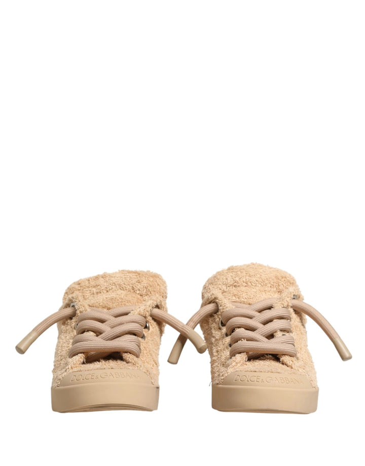 Dolce &amp; Gabbana Sample Sale Dolce &amp; Gabbana Shoes Beige Faux Shearling Low Top Sneakers - | Designer outlet