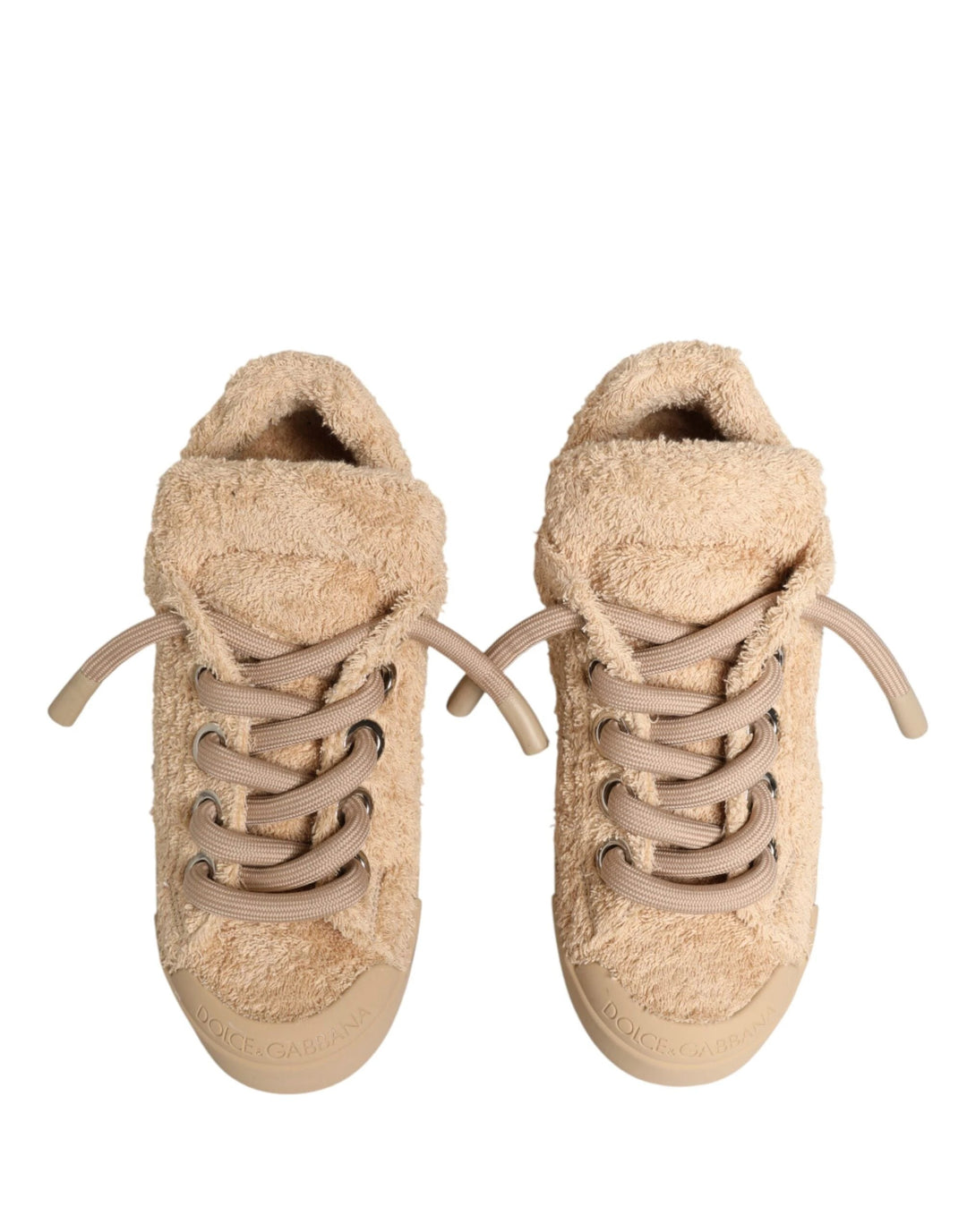 Dolce &amp; Gabbana Sample Sale Dolce &amp; Gabbana Shoes Beige Faux Shearling Low Top Sneakers - | Designer outlet
