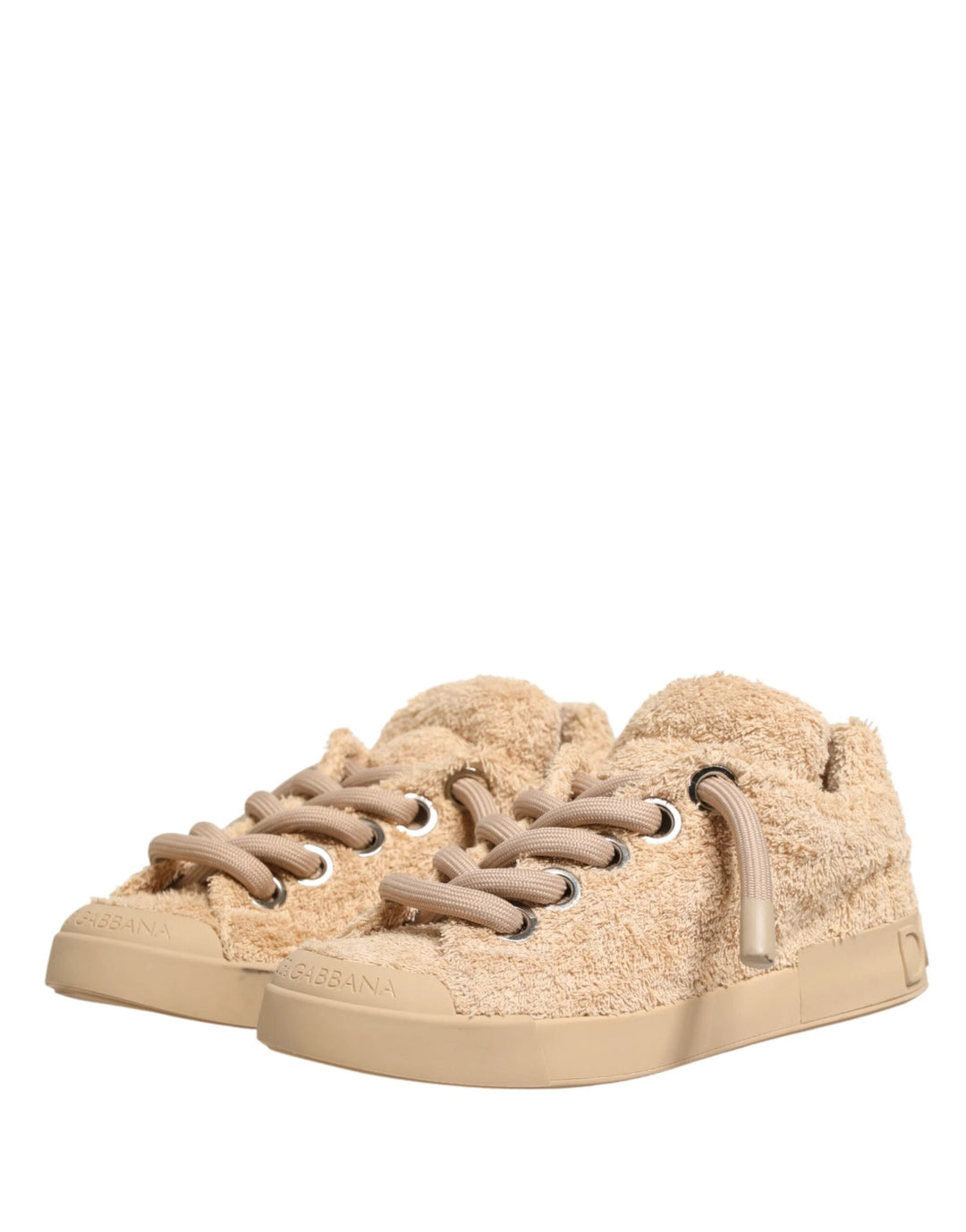 Dolce &amp; Gabbana Sample Sale Dolce &amp; Gabbana Shoes Beige Faux Shearling Low Top Sneakers - | Designer outlet