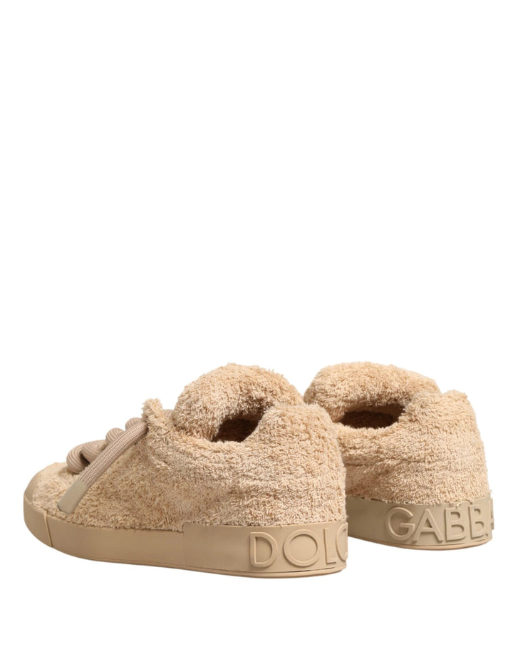 Dolce &amp; Gabbana Sample Sale Dolce &amp; Gabbana Shoes Beige Faux Shearling Low Top Sneakers - | Designer outlet