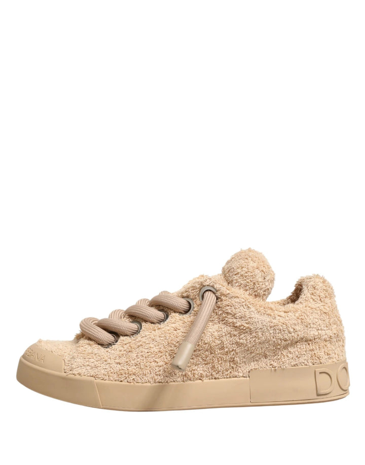Dolce &amp; Gabbana Sample Sale Dolce &amp; Gabbana Shoes Beige Faux Shearling Low Top Sneakers - | Designer outlet