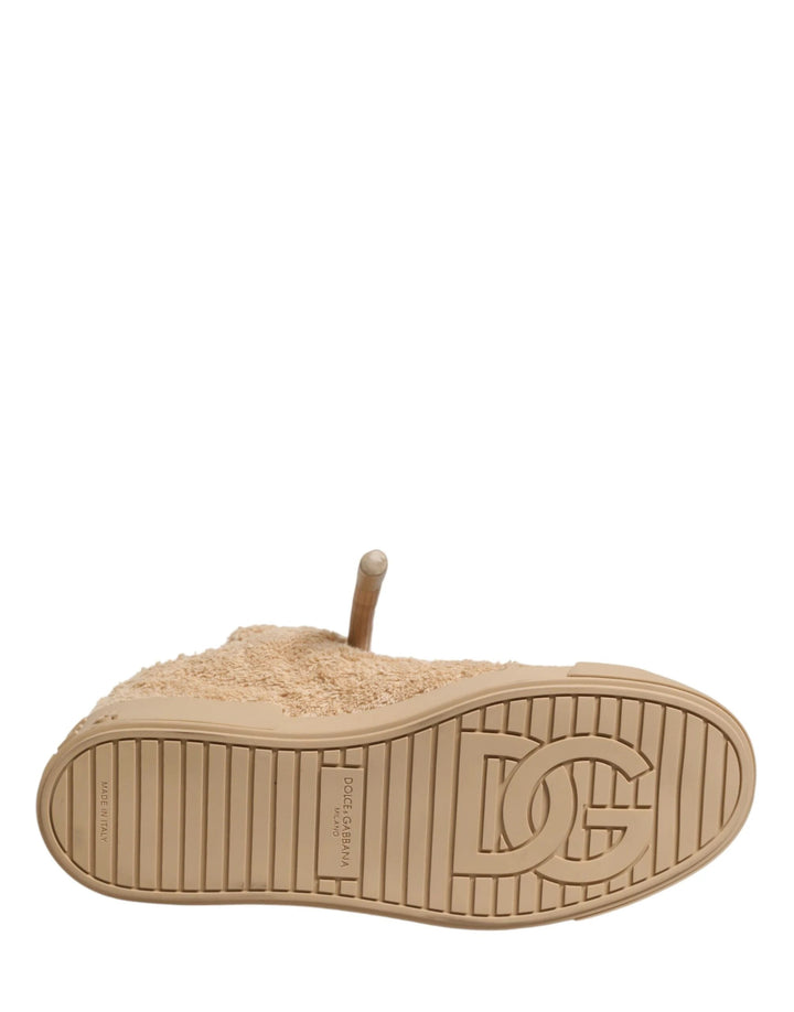 Dolce &amp; Gabbana Sample Sale Dolce &amp; Gabbana Shoes Beige Faux Shearling Low Top Sneakers - | Designer outlet