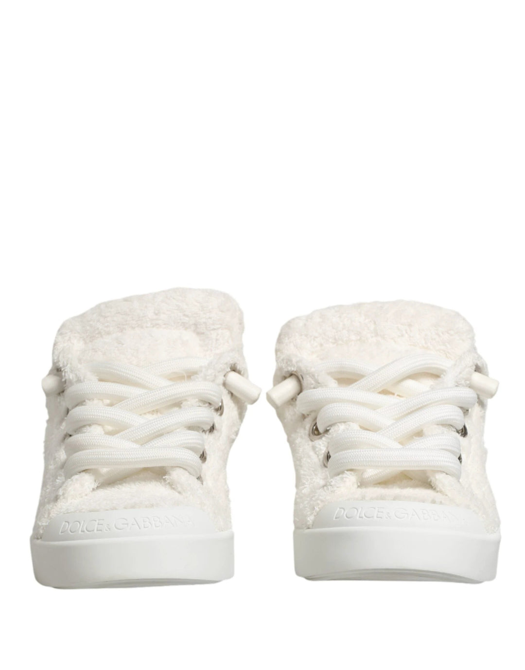 Dolce &amp; Gabbana Sample Sale Dolce &amp; Gabbana White Faux Shearling Low Top Sneakers Shoes - | Designer outlet