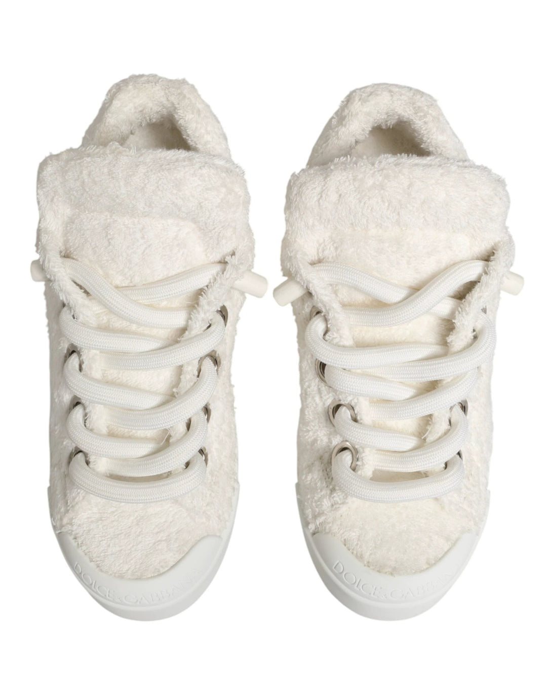 Dolce &amp; Gabbana Sample Sale Dolce &amp; Gabbana White Faux Shearling Low Top Sneakers Shoes - | Designer outlet