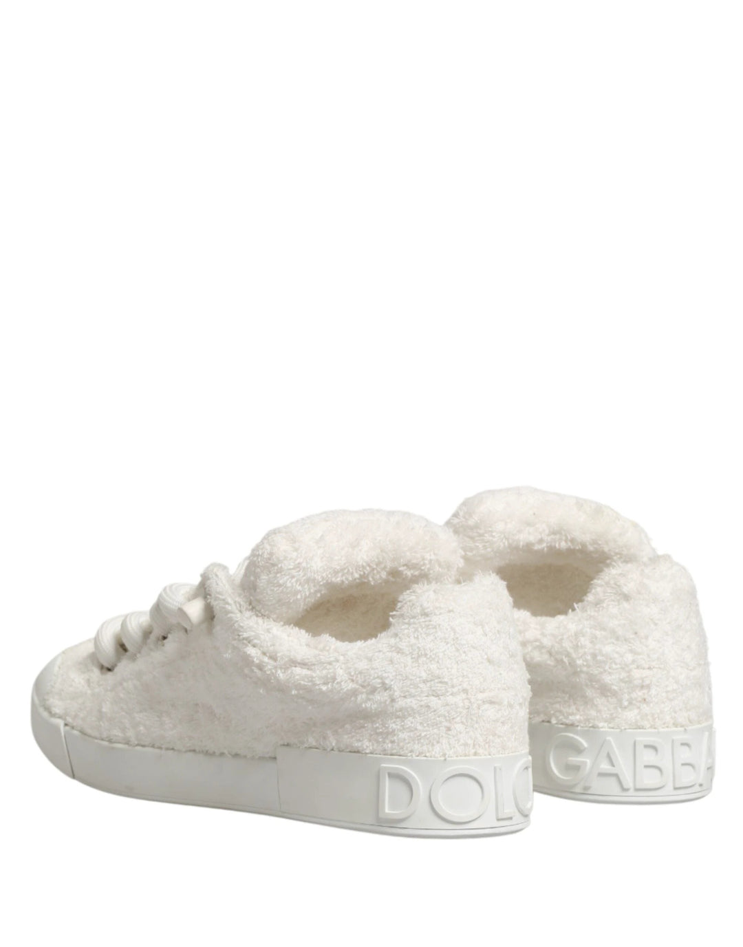 Dolce &amp; Gabbana Sample Sale Dolce &amp; Gabbana White Faux Shearling Low Top Sneakers Shoes - | Designer outlet