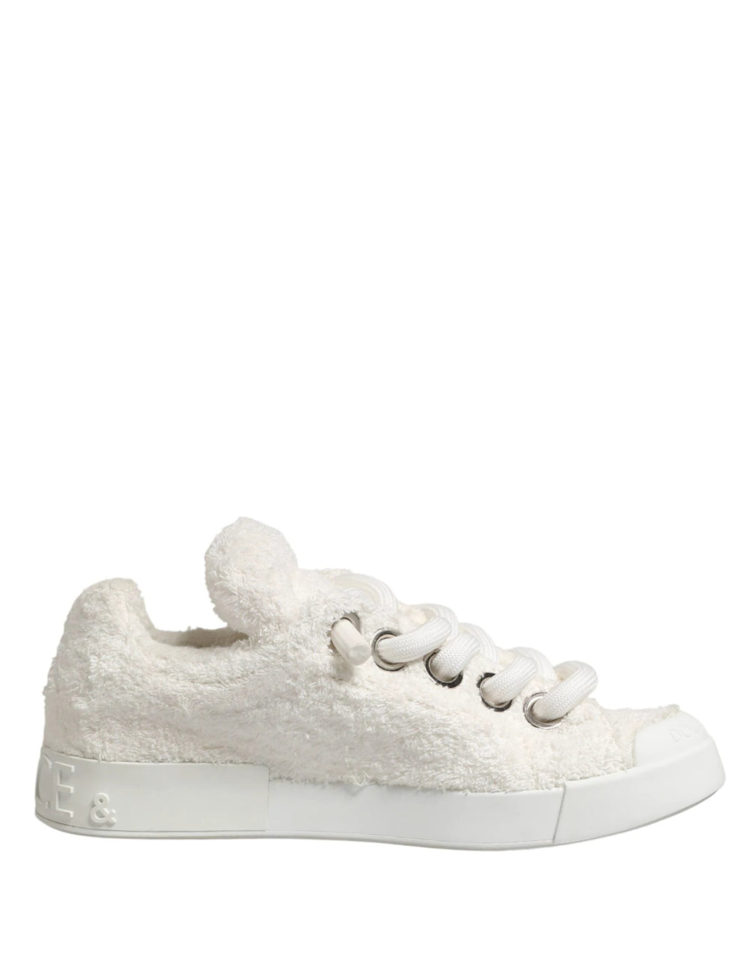 Dolce &amp; Gabbana Sample Sale Dolce &amp; Gabbana White Faux Shearling Low Top Sneakers Shoes - | Designer outlet