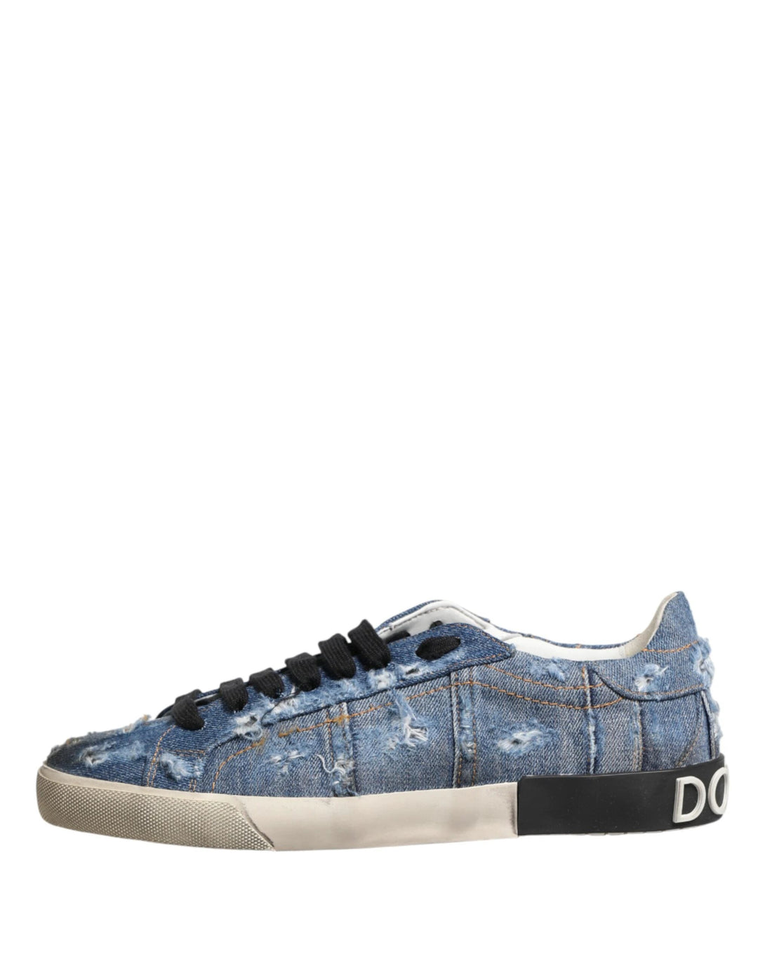 Dolce &amp; Gabbana Sample Sale Dolce &amp; Gabbana Blue Distressed Denim Low Top Sneakers Shoes - | Designer outlet