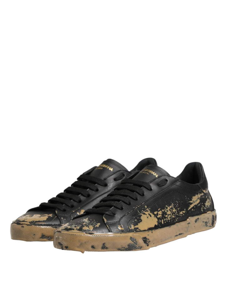 Dolce &amp; Gabbana Sample Sale Dolce &amp; Gabbana Black Portofino Mud Effect Low Top Sneakers Shoes - | Designer outlet