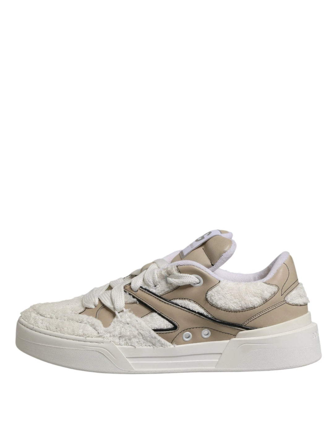 Dolce &amp; Gabbana Sample Sale Dolce &amp; Gabbana White Beige Faux Shearling Low Top Sneakers Shoes - | Designer outlet