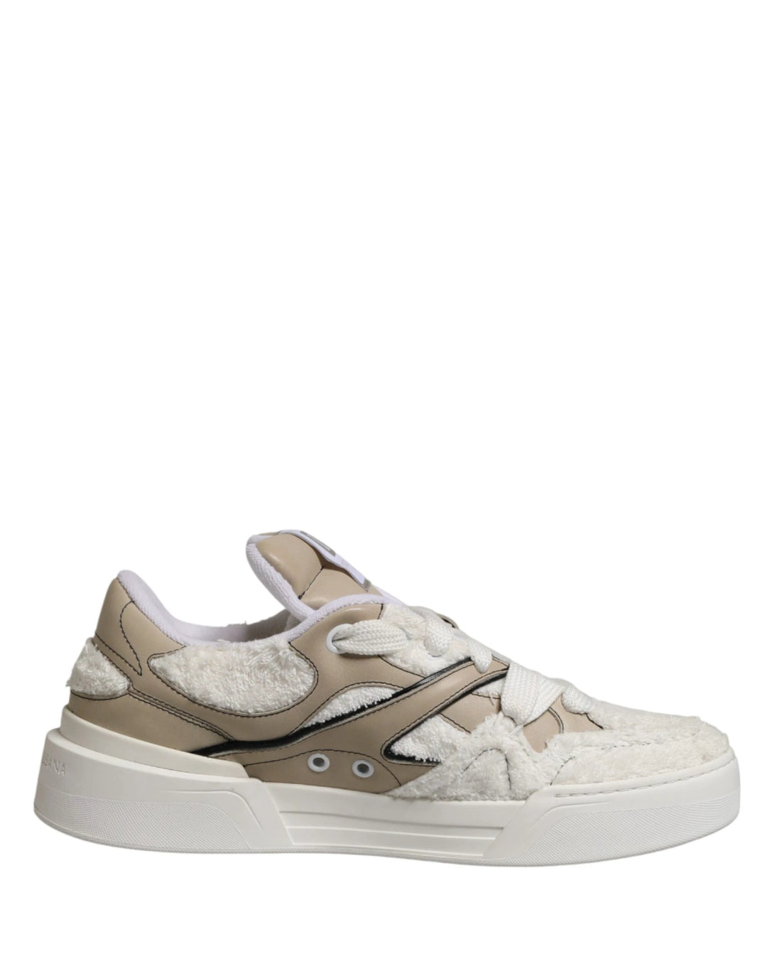 Dolce &amp; Gabbana Sample Sale Dolce &amp; Gabbana White Beige Faux Shearling Low Top Sneakers Shoes - | Designer outlet