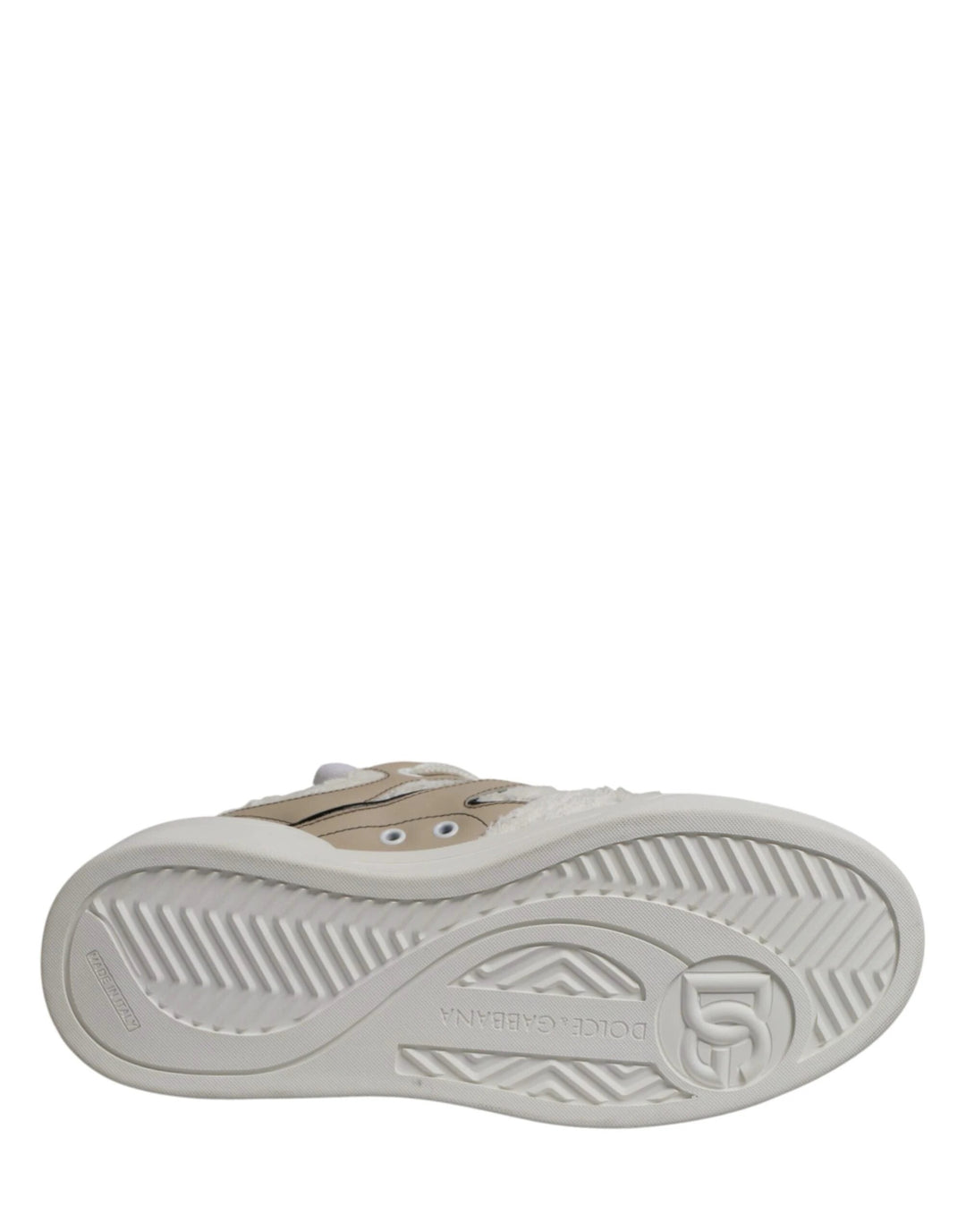 Dolce &amp; Gabbana Sample Sale Dolce &amp; Gabbana White Beige Faux Shearling Low Top Sneakers Shoes - | Designer outlet
