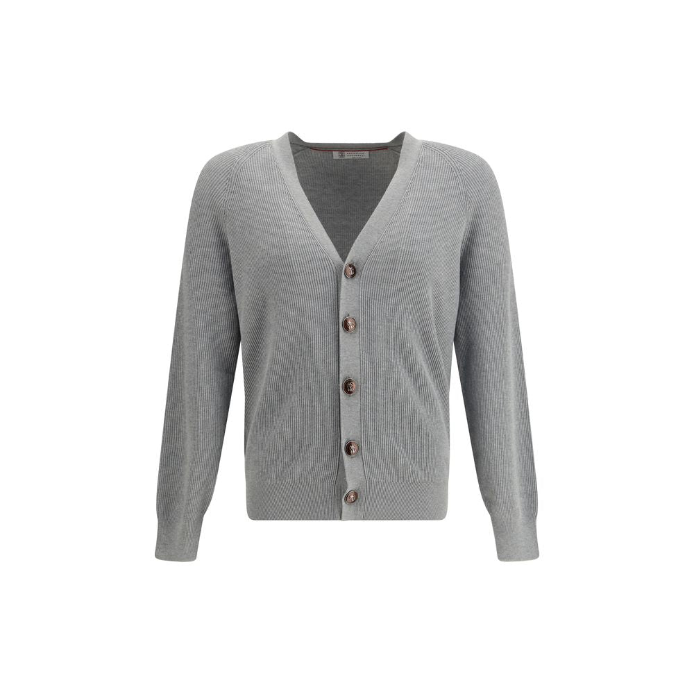 Brunello Cucinelli Gray Cotton Cardigan by Brunello Cucinelli outlet now on sale