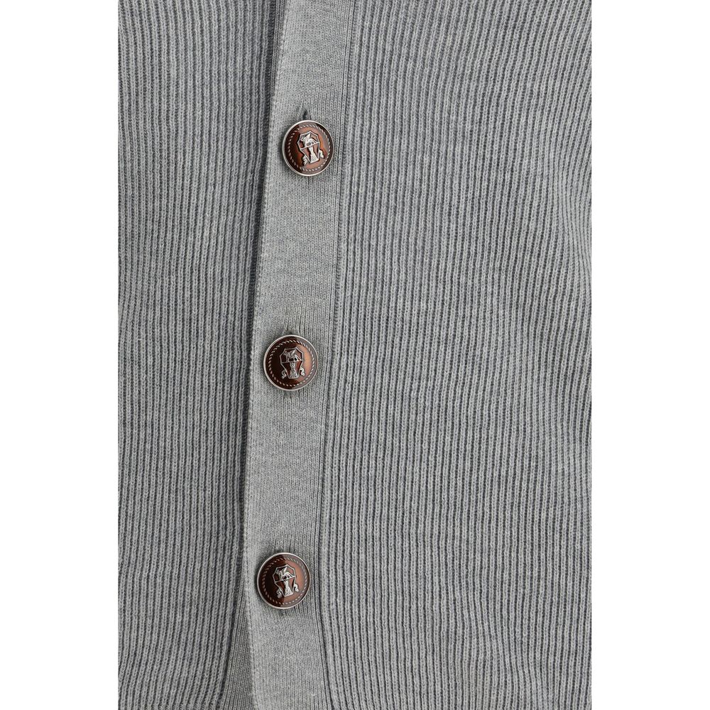 Brunello Cucinelli Gray Cotton Cardigan by Brunello Cucinelli outlet now on sale