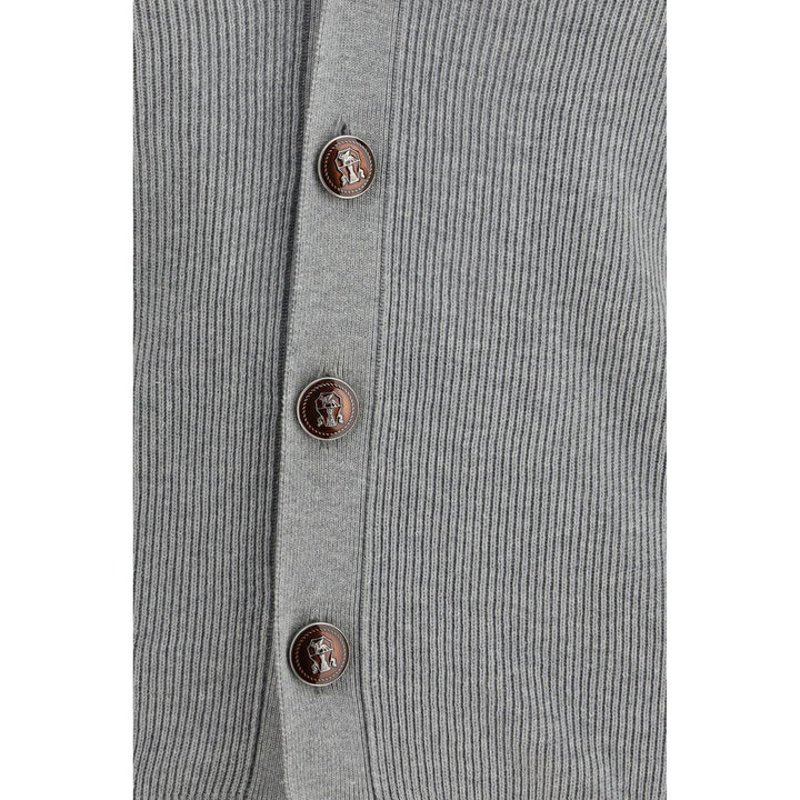 Brunello Cucinelli Gray Cotton Cardigan by Brunello Cucinelli outlet now on sale