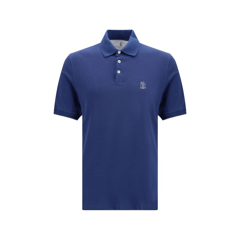 Brunello Cucinelli Blue Cotton Polo Shirt by Brunello Cucinelli outlet now on sale