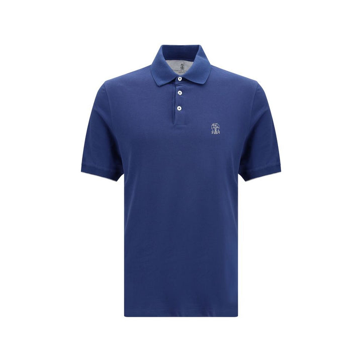 Brunello Cucinelli Blue Cotton Polo Shirt by Brunello Cucinelli outlet now on sale