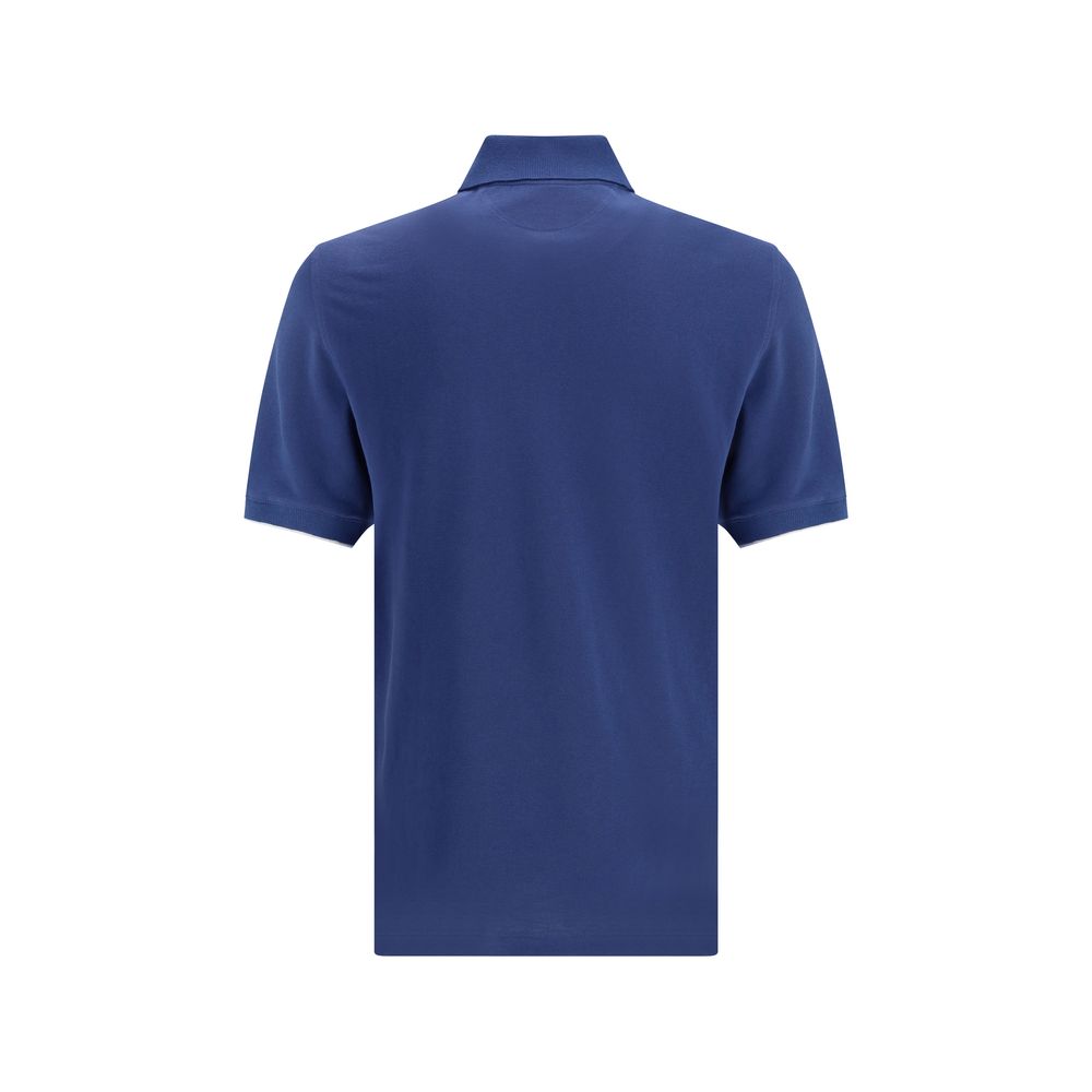 Brunello Cucinelli Blue Cotton Polo Shirt by Brunello Cucinelli outlet now on sale
