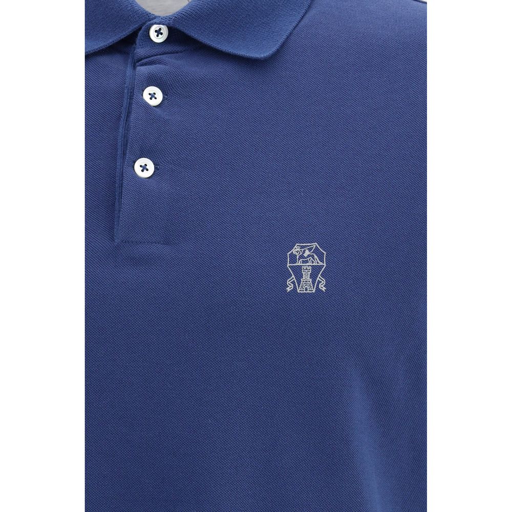 Brunello Cucinelli Blue Cotton Polo Shirt by Brunello Cucinelli outlet now on sale