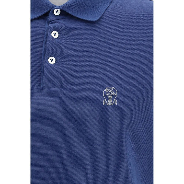 Brunello Cucinelli Blue Cotton Polo Shirt by Brunello Cucinelli outlet now on sale