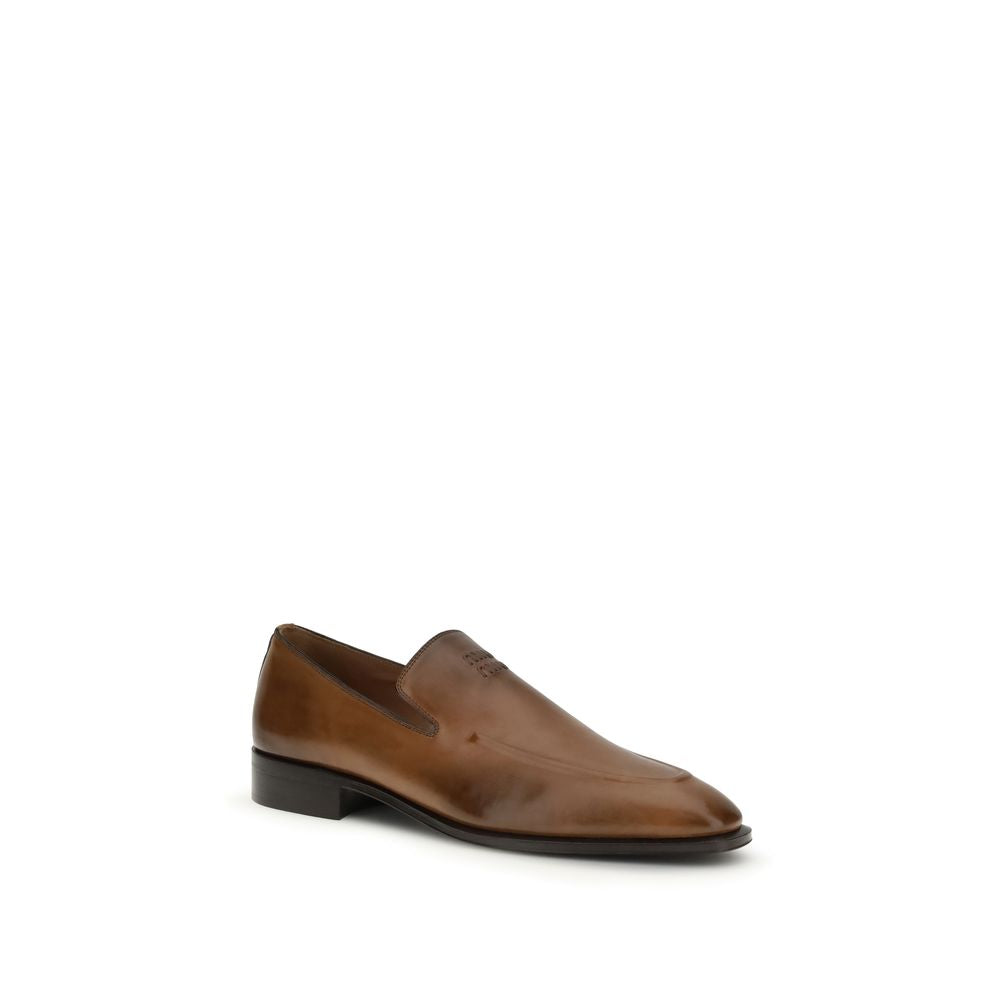 Miu Miu Brown Calf Leather Bos Taurus Slip-On Loafers by Miu Miu outlet now on sale