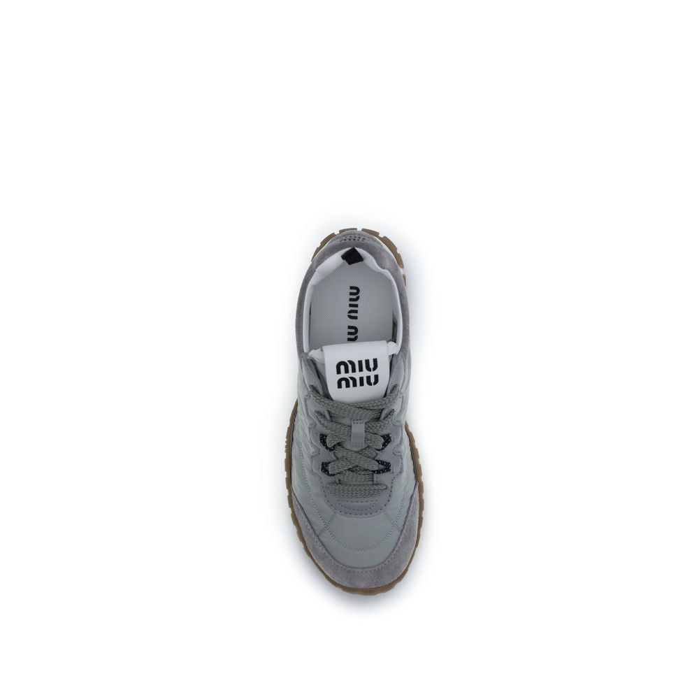 Miu Miu Gray Recycled Polyamide Athletic Sneakers by Miu Miu outlet now on sale