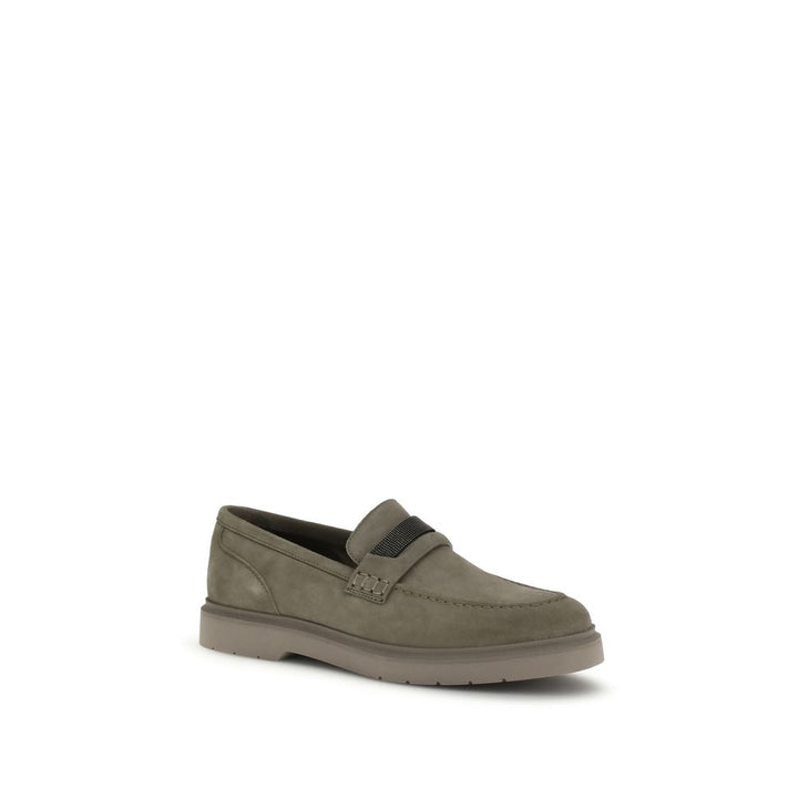 Brunello Cucinelli Beige Calf Leather Bos Taurus Slip-On Loafers by Brunello Cucinelli outlet now on sale