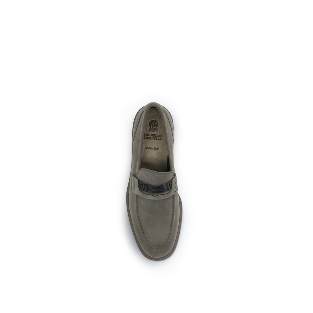Brunello Cucinelli Beige Calf Leather Bos Taurus Slip-On Loafers by Brunello Cucinelli outlet now on sale