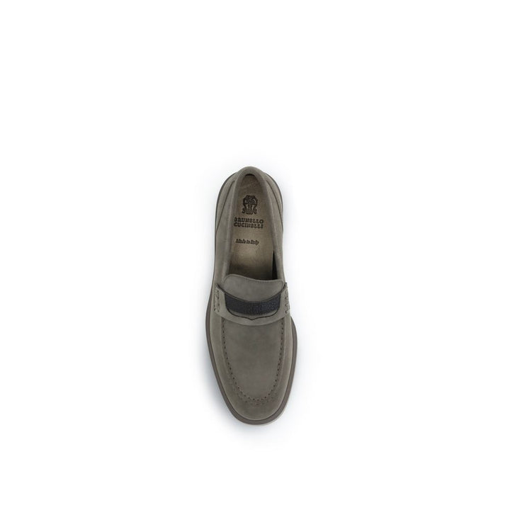 Brunello Cucinelli Beige Calf Leather Bos Taurus Slip-On Loafers by Brunello Cucinelli outlet now on sale