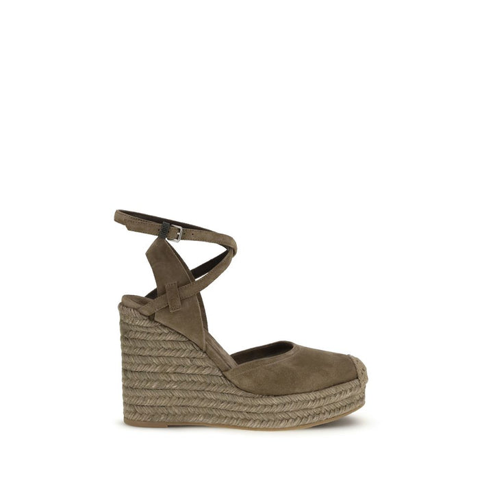 Brunello Cucinelli Beige Calf Leather Bos Taurus Espadrilles by Brunello Cucinelli outlet now on sale