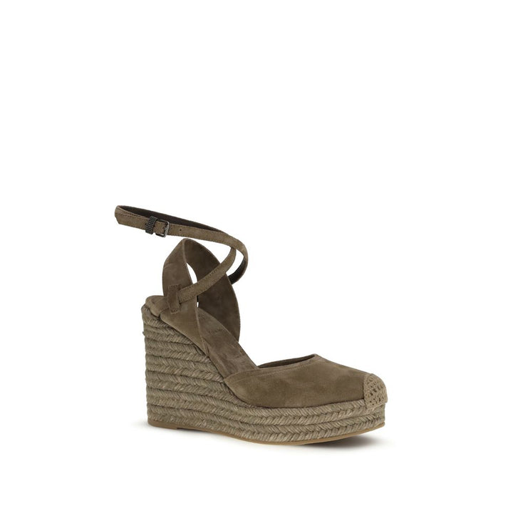 Brunello Cucinelli Beige Calf Leather Bos Taurus Espadrilles by Brunello Cucinelli outlet now on sale
